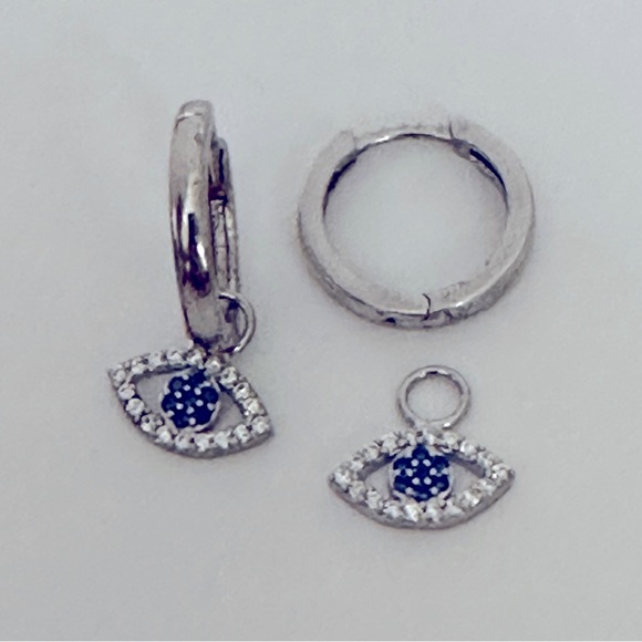 Jewelry - Evileye earrings 925 silver dangle hoop